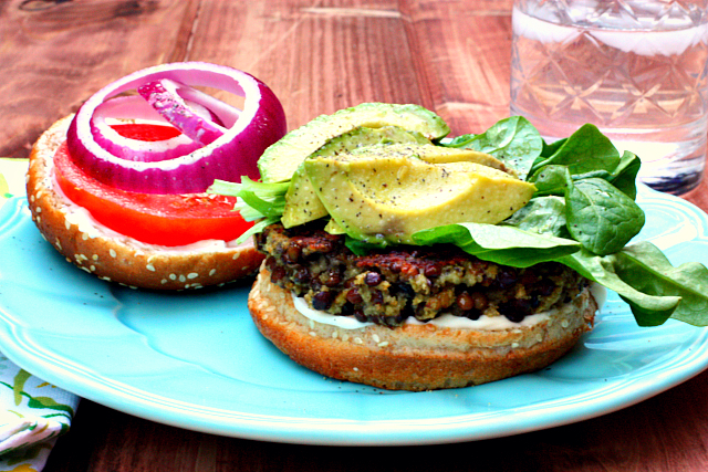 Easy Lentil Veggie Burgers With Avocado