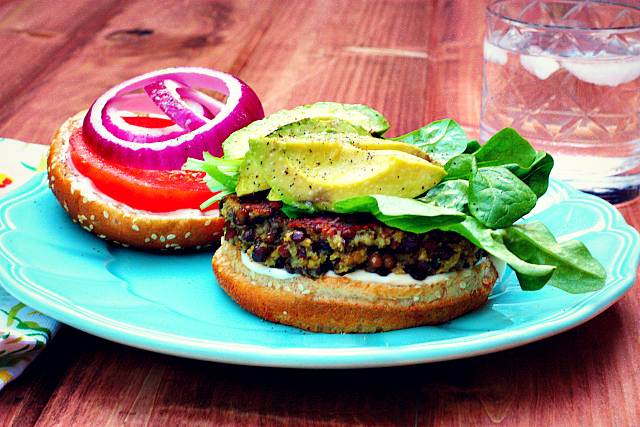 Easy Lentil Veggie Burgers With Avocado