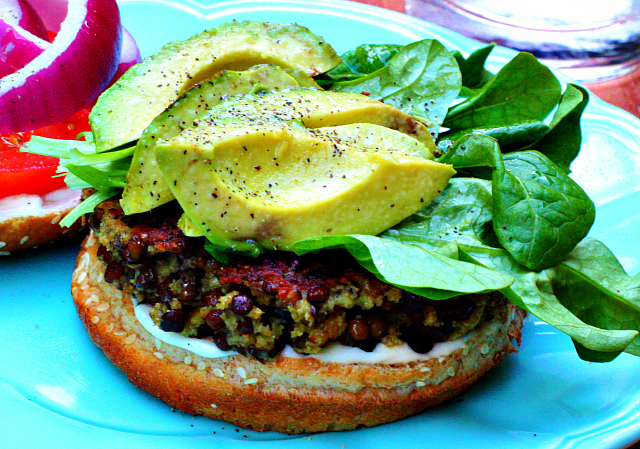 Easy Lentil Veggie Burgers With Avocado